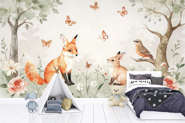 Enchanted Forest Animals Wall Mural for Kids Room - Wallmotif.com