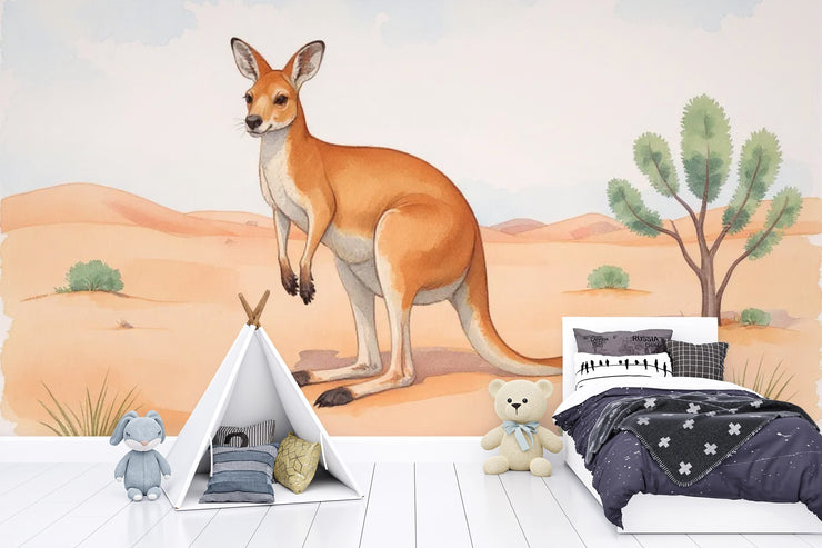 Kangaroo Desert Wall Mural for Kids Room - Wallmotif.com