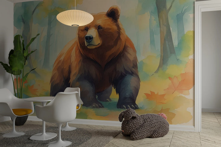 Watercolor Bear Wall Mural - Forest Animal Wall Decal for Nursery & Kids Room - Wallmotif.com