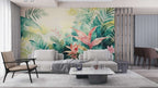 Tropical Watercolor Jungle Wall Mural - Floral & Leaf Wallpaper