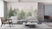 Watercolor Forest Mural Wallpaper - Pine Tree Landscape - Wallmotif.com