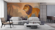 Lion King Mural Wallpaper - Watercolor Lion Wall Mural - Wallmotif.com