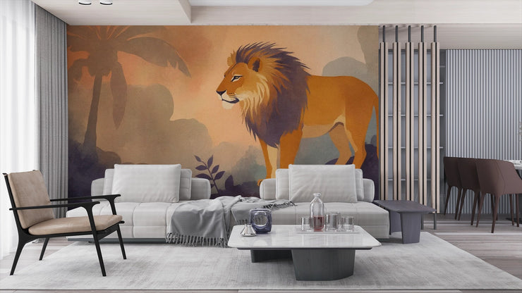 Lion King Mural Wallpaper - Watercolor Lion Wall Mural - Wallmotif.com