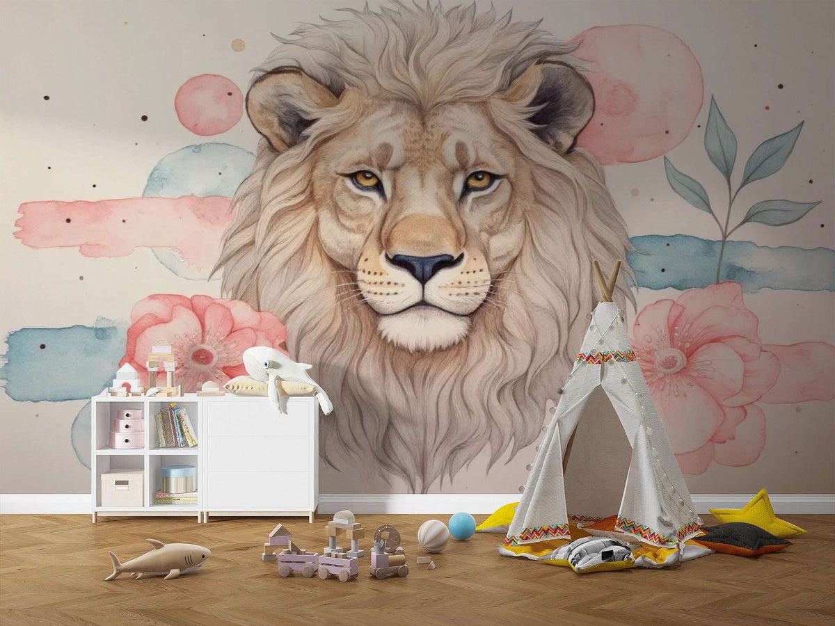Wallpaper Majestic Lion Watercolor Wall Mural