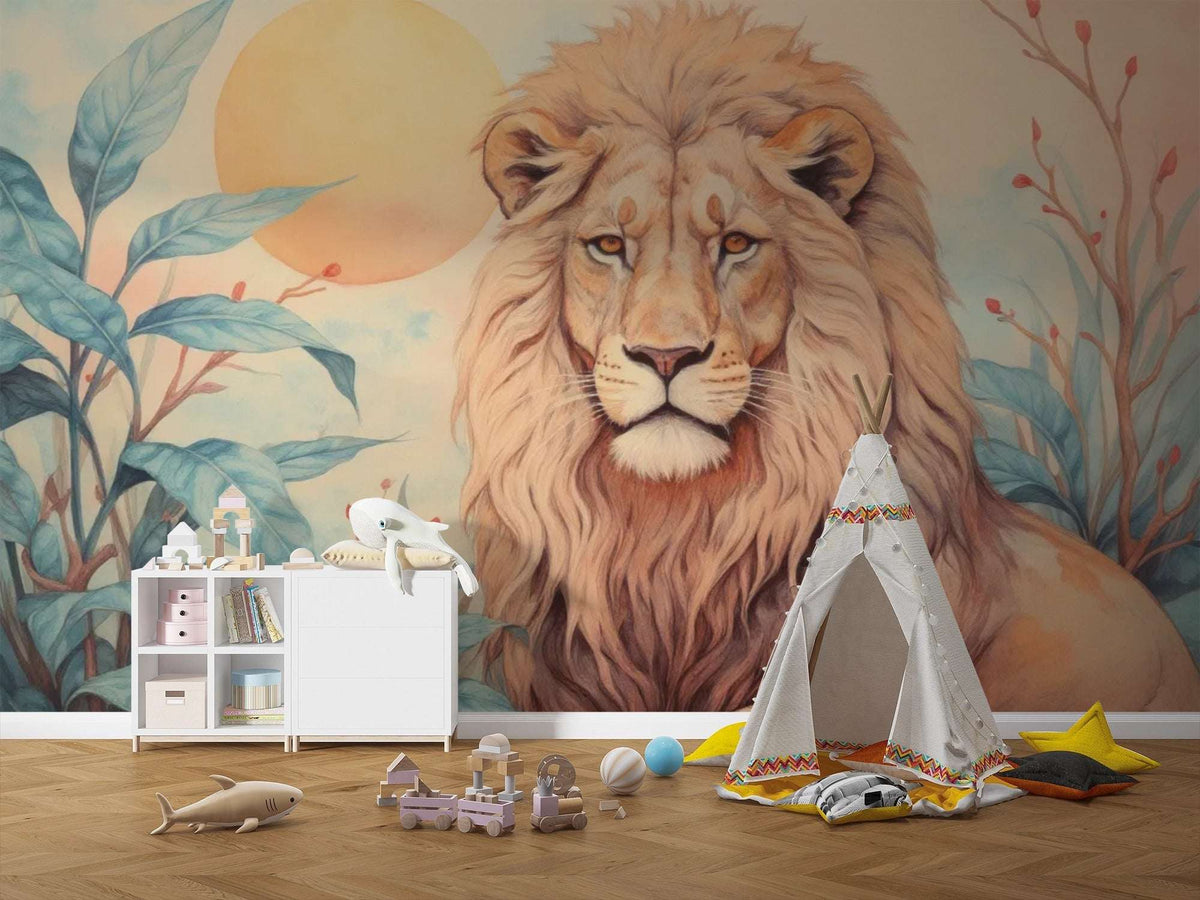 Majestic Wallpaper Lion Sunset Wall Mural