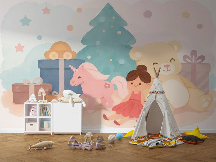 Cozy Christmas Holiday Nursery Wallpaper Mural - Wallmotif.com