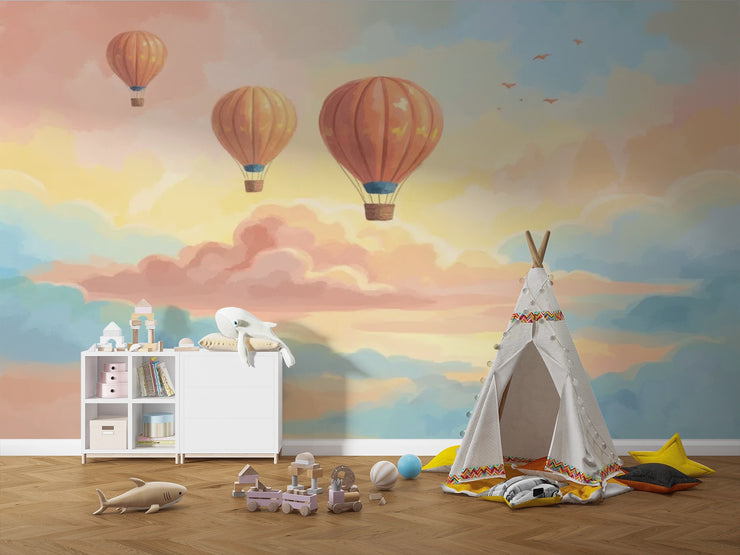 Hot Air Balloon Wall Mural for Nursery and Kids Rooms - Wallmotif.com