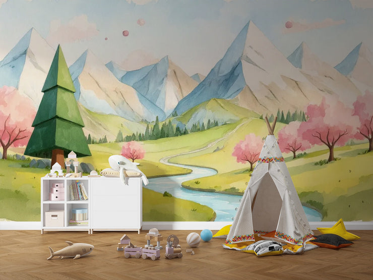 Kids Bedroom Mural Enchanted Valley - Wallmotif.com
