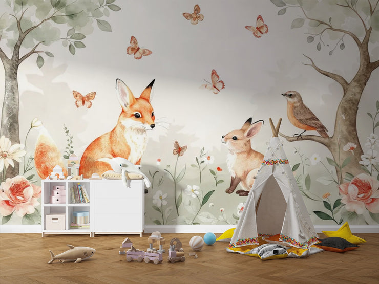 Enchanted Forest Animals Wall Mural for Kids Room - Wallmotif.com