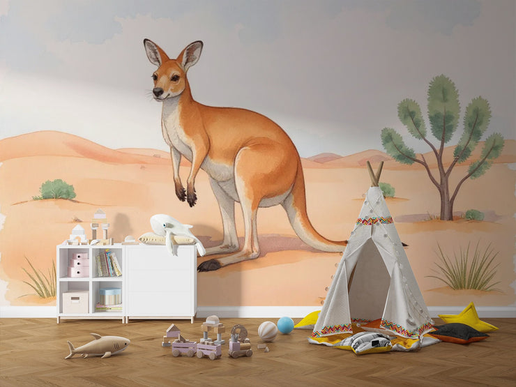 Kangaroo Desert Wall Mural for Kids Room - Wallmotif.com