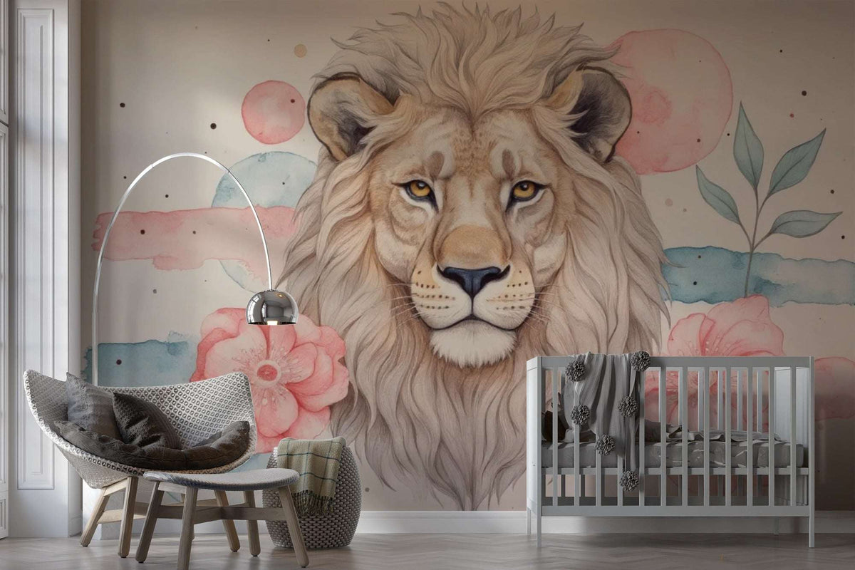 Wallpaper Majestic Lion Watercolor Wall Mural
