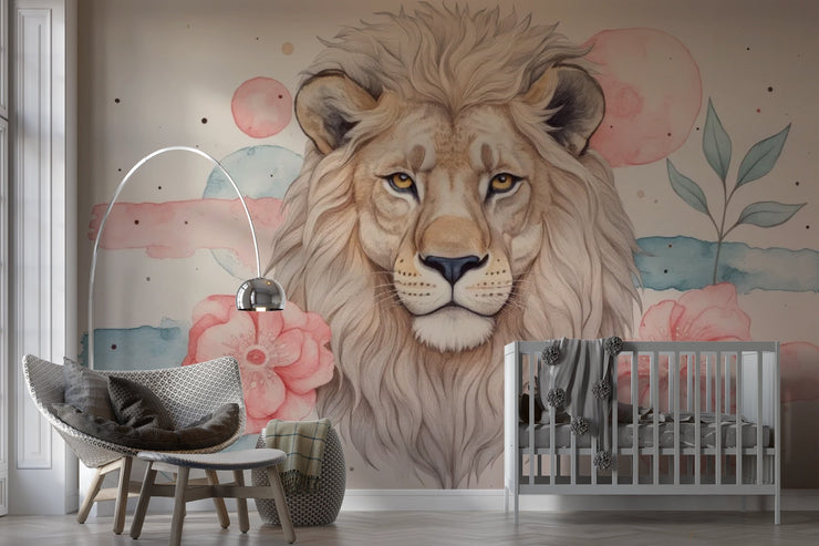 Wallpaper Majestic Lion Watercolor Wall Mural - Wallmotif.com