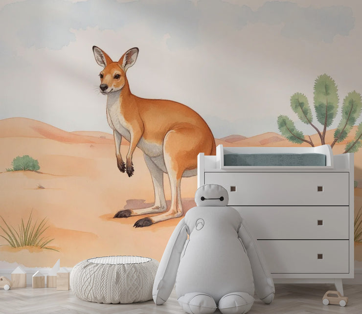 Kangaroo Desert Wall Mural for Kids Room - Wallmotif.com