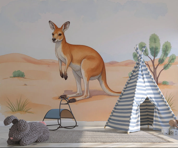 Kangaroo Desert Wall Mural for Kids Room - Wallmotif.com