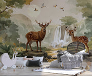 Enchanted Forest Deer Wallpaper Mural - Custom Nursery Wall Decor - Wallmotif.com