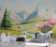 Kids Bedroom Mural Enchanted Valley - Wallmotif.com