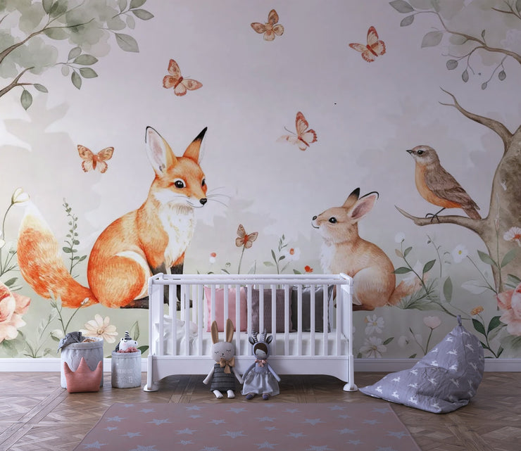 Enchanted Forest Animals Wall Mural for Kids Room - Wallmotif.com