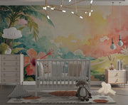 Jungle Dream Watercolor Mural Wallpaper - Adventure Awaits Nursery Wall Mural - Wallmotif.com