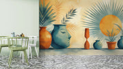 Abstract Bohemian Wall Mural - Serene Face & Sun Art Wallpaper - Wallmotif.com