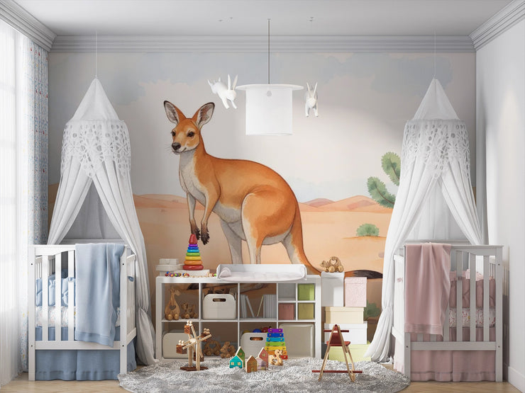Kangaroo Desert Wall Mural for Kids Room - Wallmotif.com