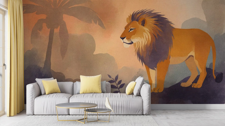 Lion King Mural Wallpaper - Watercolor Lion Wall Mural - Wallmotif.com