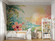 Jungle Dream Watercolor Mural Wallpaper - Adventure Awaits Nursery Wall Mural - Wallmotif.com