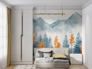 Autumn Mountain Forest Wall Mural - Modern Nature Decor - Wallmotif.com