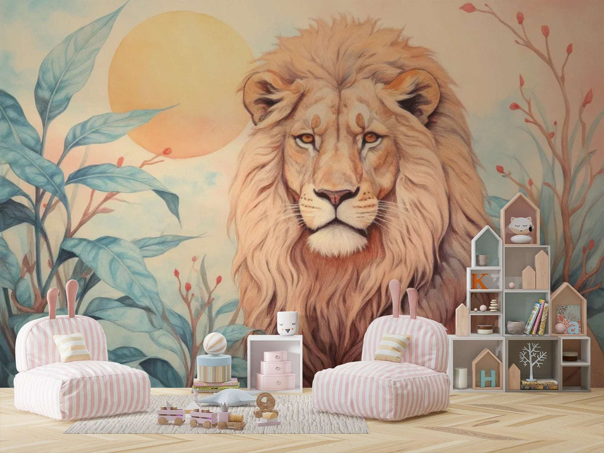 Majestic Wallpaper Lion Sunset Wall Mural