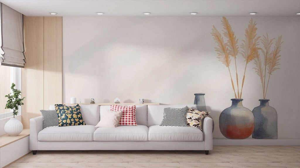 Elegant Pampas Grass Wall Mural - Modern Bedroom Decor