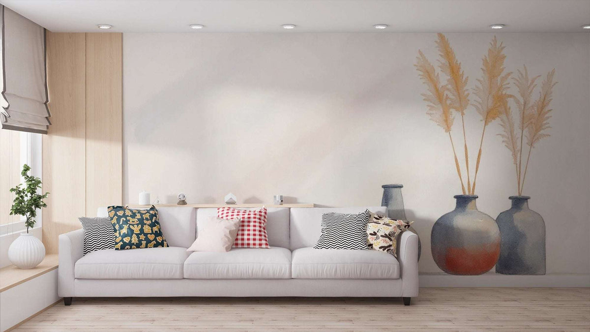 Elegant Pampas Grass Wall Mural - Modern Bedroom Decor