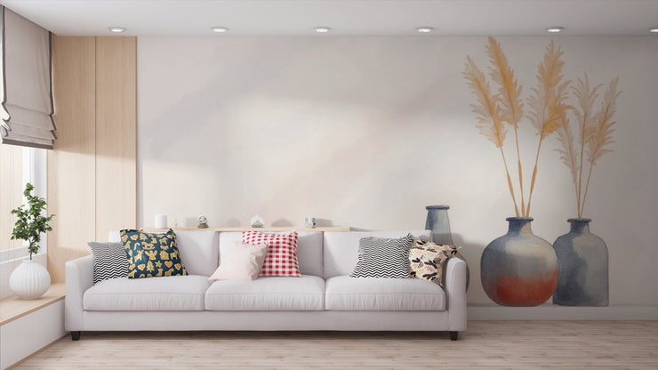 Elegant Pampas Grass Wall Mural - Modern Bedroom Decor - Wallmotif.com