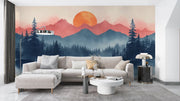 Sunrise Mountain Forest Wall Mural - Nature Inspired Decor - Wallmotif.com