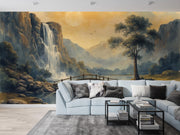 Stunning Waterfall Landscape Wall Mural - Nature Art for Living Room Decor - Wallmotif.com