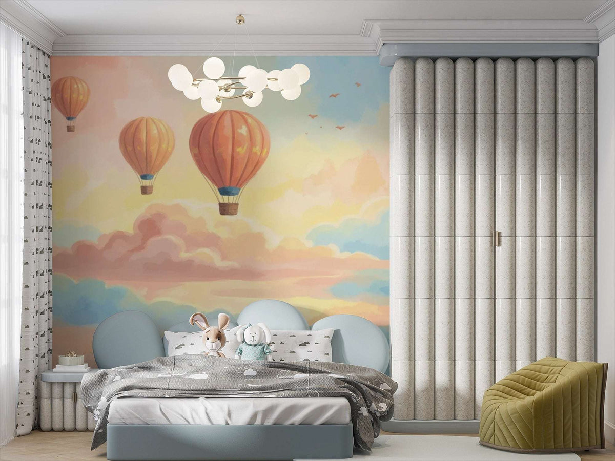 Hot Air Balloon Wall Mural for Nursery and Kids Rooms