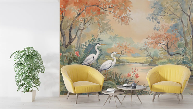 Golden Desert Sunset Wall Mural - Exotic Home Decor - Wallmotif.com