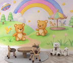 Teddy Bear Adventure Wall Mural - Peel and Stick Wallpaper for Nursery & Kids Room Decor