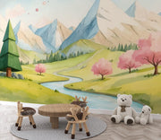 Kids Bedroom Mural Enchanted Valley - Wallmotif.com