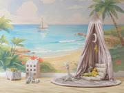 Watercolor Beach & Ocean Wall Mural for Kids Room - Dreamy Seascape Nursery Wallpaper - Wallmotif.com
