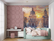 Sunset European Cityscape Wall Mural - Elegant Home Decor - Wallmotif.com